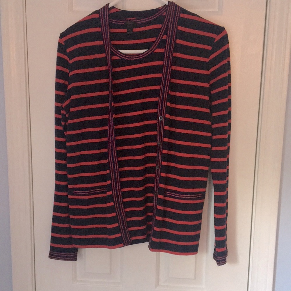 Jcrew striped cardigan and matching shell set